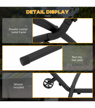 Outsunny Hammock Stand w/ Wheels, Adjustable Hammock Stand w/ Carry Bag, Black