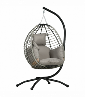Outsunny Hanging Swing Chair with Thick Cushion, Patio Hanging Chair, Grey