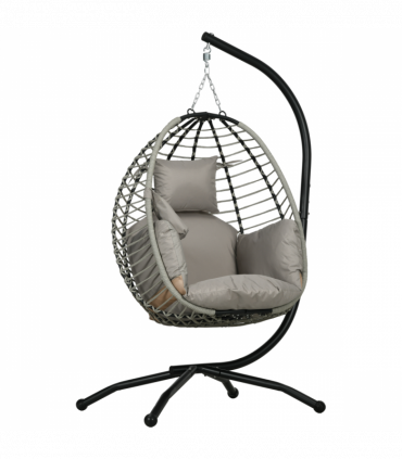 Outsunny Hanging Swing Chair with Thick Cushion, Patio Hanging Chair, Grey