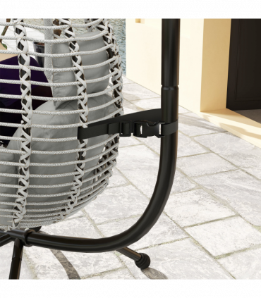 Outsunny Hanging Swing Chair with Thick Cushion, Patio Hanging Chair, Grey