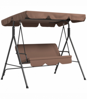 Outsunny Outdoor 3-person Porch Swing Chair with Adjustable Canopy Brown