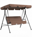 Outsunny Outdoor 3-person Porch Swing Chair with Adjustable Canopy Brown