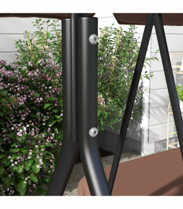 Outsunny Outdoor 3-person Porch Swing Chair with Adjustable Canopy Brown