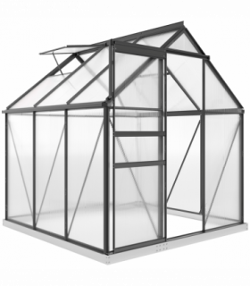 Outsunny Polycarbonate Walk-in Garden Greenhouse w/ Sliding Door Grey