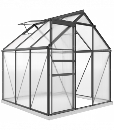 Outsunny Polycarbonate Walk-in Garden Greenhouse w/ Sliding Door Grey