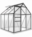 Outsunny Polycarbonate Walk-in Garden Greenhouse w/ Sliding Door Grey