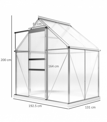 Outsunny Polycarbonate Walk-in Garden Greenhouse w/ Sliding Door Silver Tone