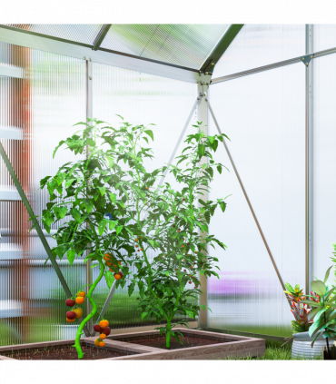 Outsunny Polycarbonate Walk-in Garden Greenhouse w/ Sliding Door Silver Tone