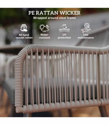 Outsunny Rattan Dining Set, 4 Seater Rattan Garden Furniture, Light Brown