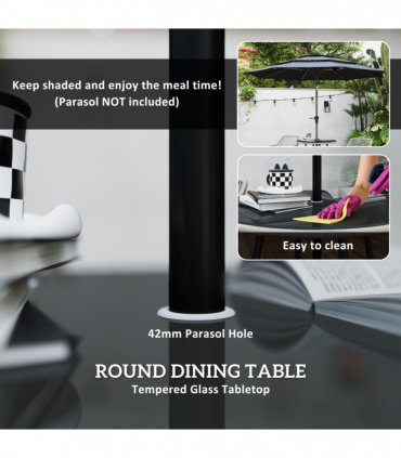 Outsunny Rattan Dining Set, 4 Seater Rattan Garden Furniture, Light Brown