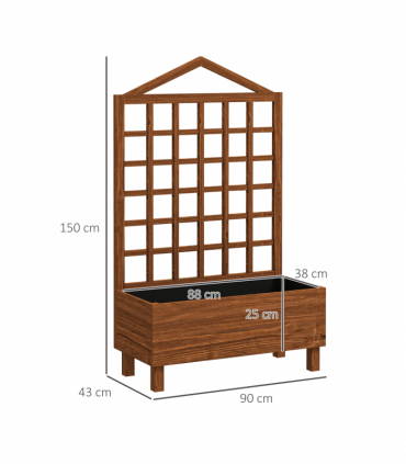 Outsunny Wooden Garden Planters with Trellis for Vine Climbing Plants Brown