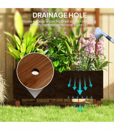 Outsunny Wooden Garden Planters with Trellis for Vine Climbing Plants Brown