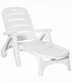 Patio Folding Lounge Chair Recliner with Wheels & 5-Position Backrest Outsunny