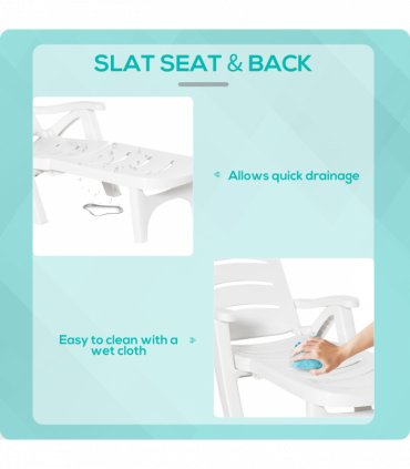 Patio Folding Lounge Chair Recliner with Wheels & 5-Position Backrest Outsunny