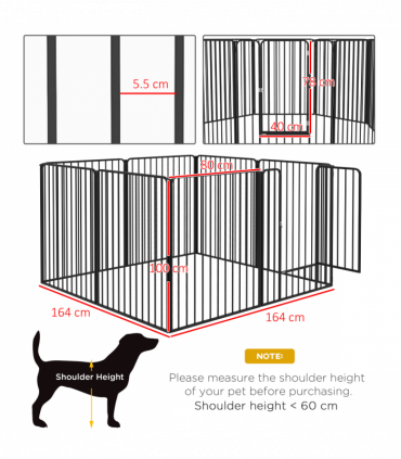PawHut 100cm 8 Panels Heavy-Duty Dog Playpen for Small, Medium Dogs