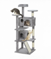 PawHut 138cm Cat Tree with Scratching Posts and Pad, Bed, Condos, Light Grey