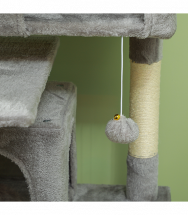 PawHut 138cm Cat Tree with Scratching Posts and Pad, Bed, Condos, Light Grey