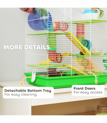 PawHut 5 Tiers Hamster Cage Animal Travel Carrier Habitat, Green