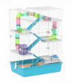 PawHut 6 Tier Hamster Cage with Twin Tower and Accessories, Light Blue
