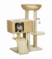 PawHut 95cm Cat Tree Tower with Scratching Post Cat House Ball Platform - Beige