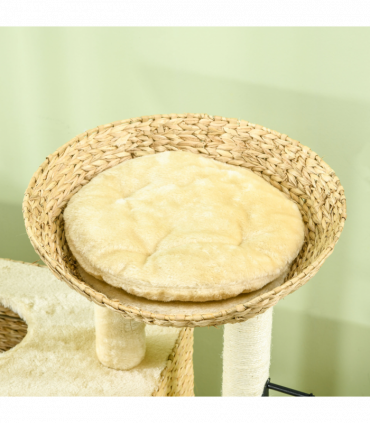 PawHut 95cm Cat Tree Tower with Scratching Post Cat House Ball Platform - Beige