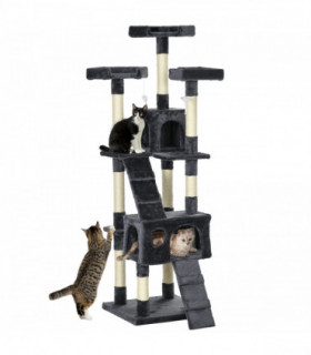 PawHut Cat Tree Scratcher Activity Centre, Condo Scratching Post Toy Bed