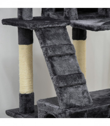 PawHut Cat Tree Scratcher Activity Centre, Condo Scratching Post Toy Bed