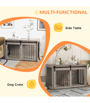 PawHut Dog Crate Furniture with Removable Cushion for XL Dogs - Brown