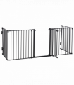 Pet Gate 5-Panel Dog Playpen for Indoor Stair Barrier W/ Walk Through Door Black
