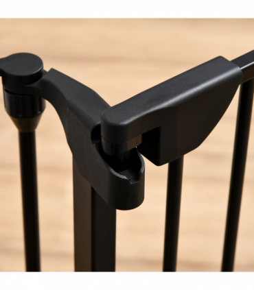 Pet Gate 5-Panel Dog Playpen for Indoor Stair Barrier W/ Walk Through Door Black