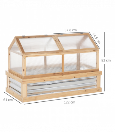Raised Garden Bed with Greenhouse Top, 122x 61 x 81.7cm, Natural Kit