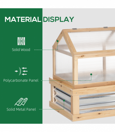 Raised Garden Bed with Greenhouse Top, 122x 61 x 81.7cm, Natural Kit
