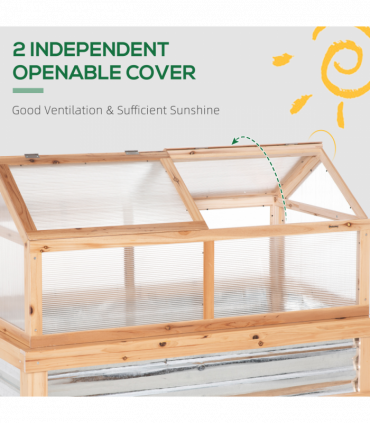 Raised Garden Bed with Greenhouse Top, 122x 61 x 81.7cm, Natural Kit