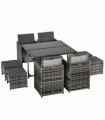 Rattan Furniture Set Wicker Weave Patio Dining Table Seat Mixed Grey