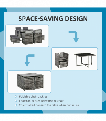 Rattan Furniture Set Wicker Weave Patio Dining Table Seat Mixed Grey