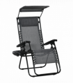 Steel Frame Zero Gravity Outdoor Garden Deck Chair with Canopy - Light Grey
