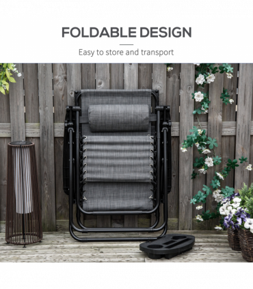 Steel Frame Zero Gravity Outdoor Garden Deck Chair with Canopy - Light Grey