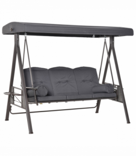 Steel Swing Chair Hammock Garden 3 Seater Canopy w/ Cushions Shelter