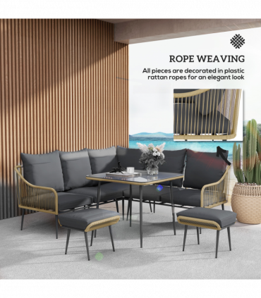 Stylish Six-Piece Balcony Furniture Set - Comfortable Outdoor Living