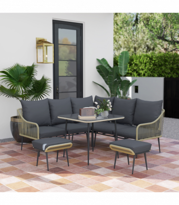 Stylish Six-Piece Balcony Furniture Set - Comfortable Outdoor Living