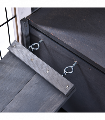 Wood Indoor Rabbit Hutch Elevated 2-Floor Guineas Pigs Cage w/ Wheels Pawhut