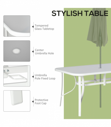 Outdoor Dining Set 6 Seater Grey Mesh Fabric 150cm x 90cm x 71cm Glass Table