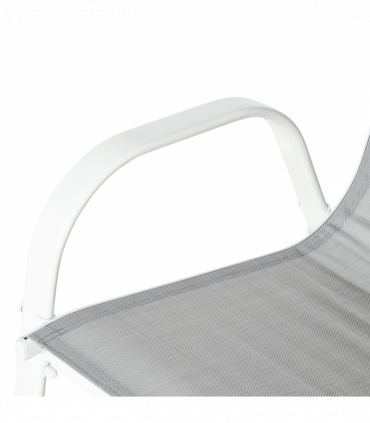 Outdoor Dining Set 6 Seater Grey Mesh Fabric 150cm x 90cm x 71cm Glass Table