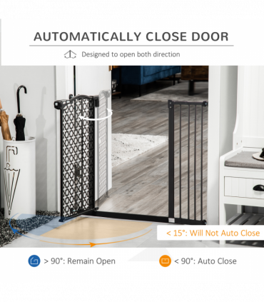 Pet Safety Gate 74-105 cm Pressure Fit Stair with Double Locking, Black Steel