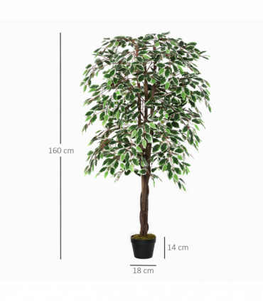Artificial Ficus Silk Tree with Nursery Pot, Decorative Fake Plant, 160cm