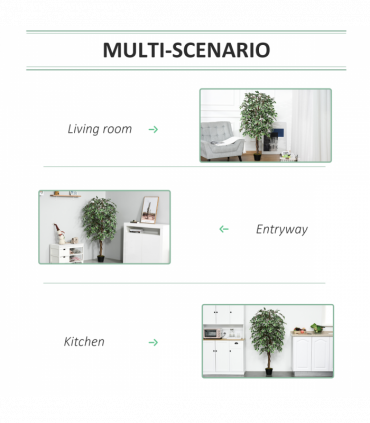 Artificial Ficus Silk Tree with Nursery Pot, Decorative Fake Plant, 160cm