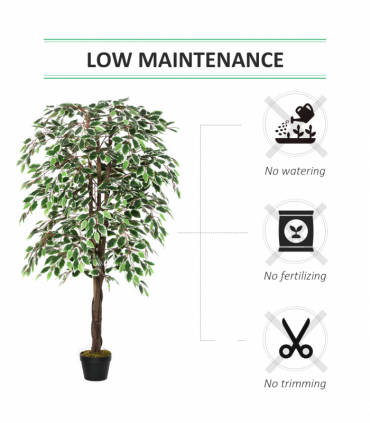 Artificial Ficus Silk Tree with Nursery Pot, Decorative Fake Plant, 160cm