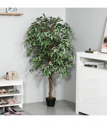 Artificial Ficus Silk Tree with Nursery Pot, Decorative Fake Plant, 160cm