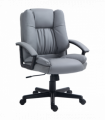 HOMCOM Faux Leather Home Office Chair Mid Back Desk Chair with Arms Light Grey