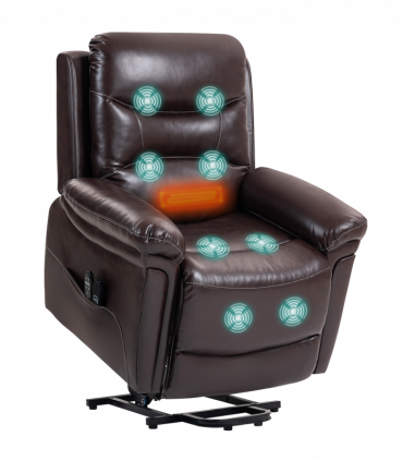 HOMCOM Massage Recliner Chair, Lift Chair with Heat, USB, Remote, Brown